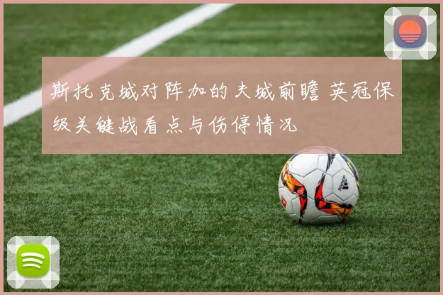 斯托克城对阵加的夫城前瞻 英冠保级关键战看点与伤停情况